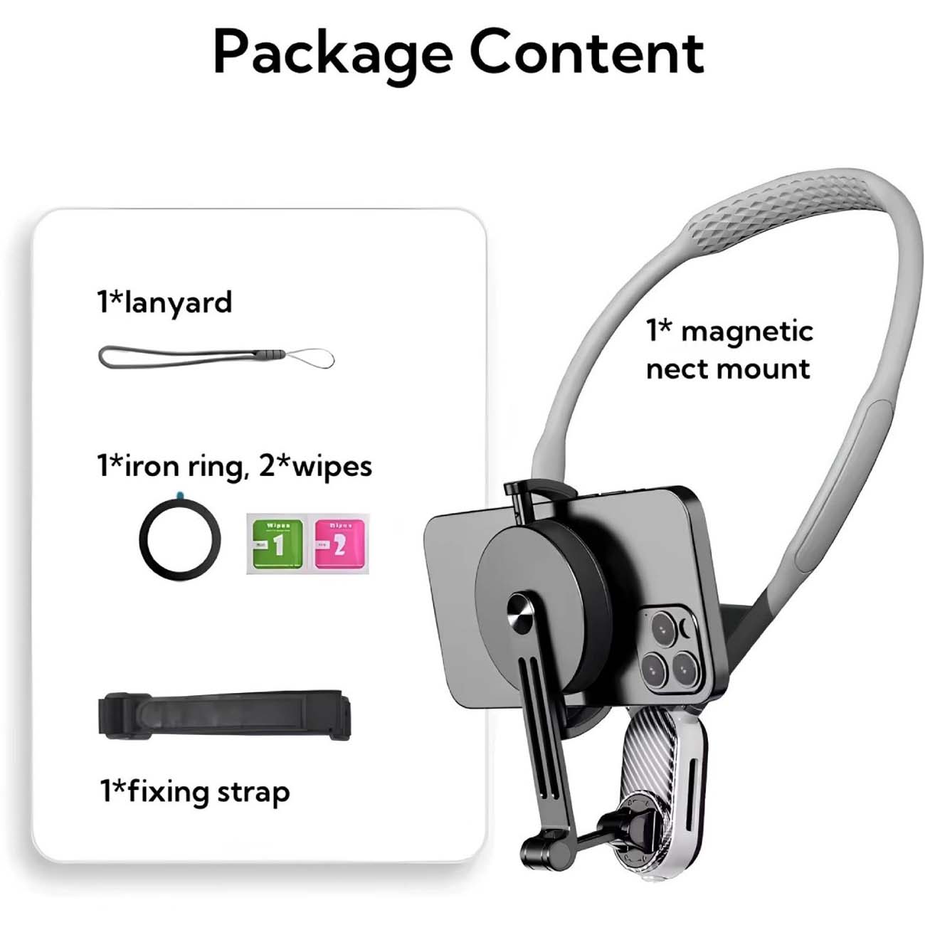 نمای توضیحات هولدر گردنی موبایل Magnetic Neck Holder with Phone Clip