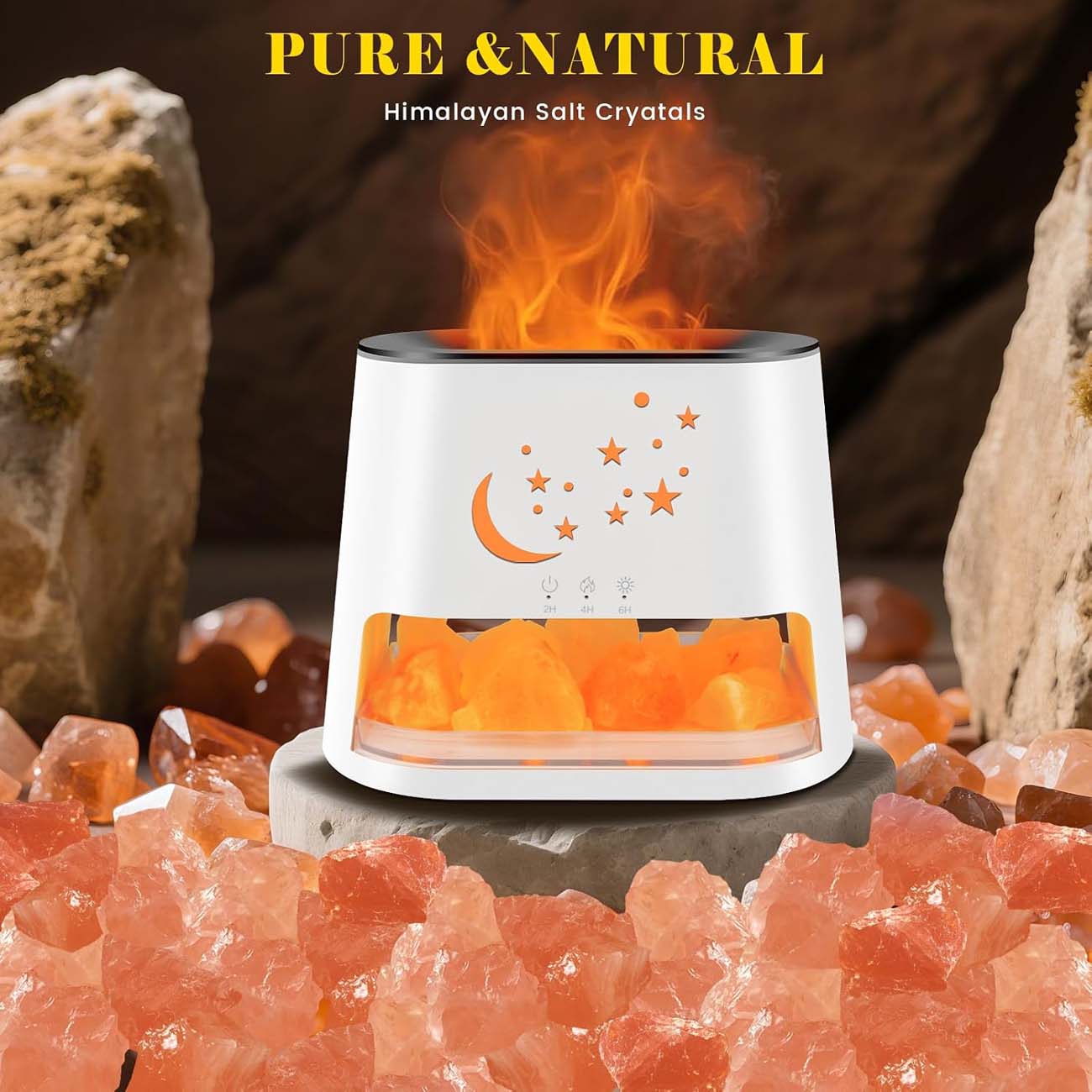 نمای کاربردی از دستگاه بخور و خوشبو کننده هوا 260ml Essential Oil Diffuser & Himalayan Salt Lamp