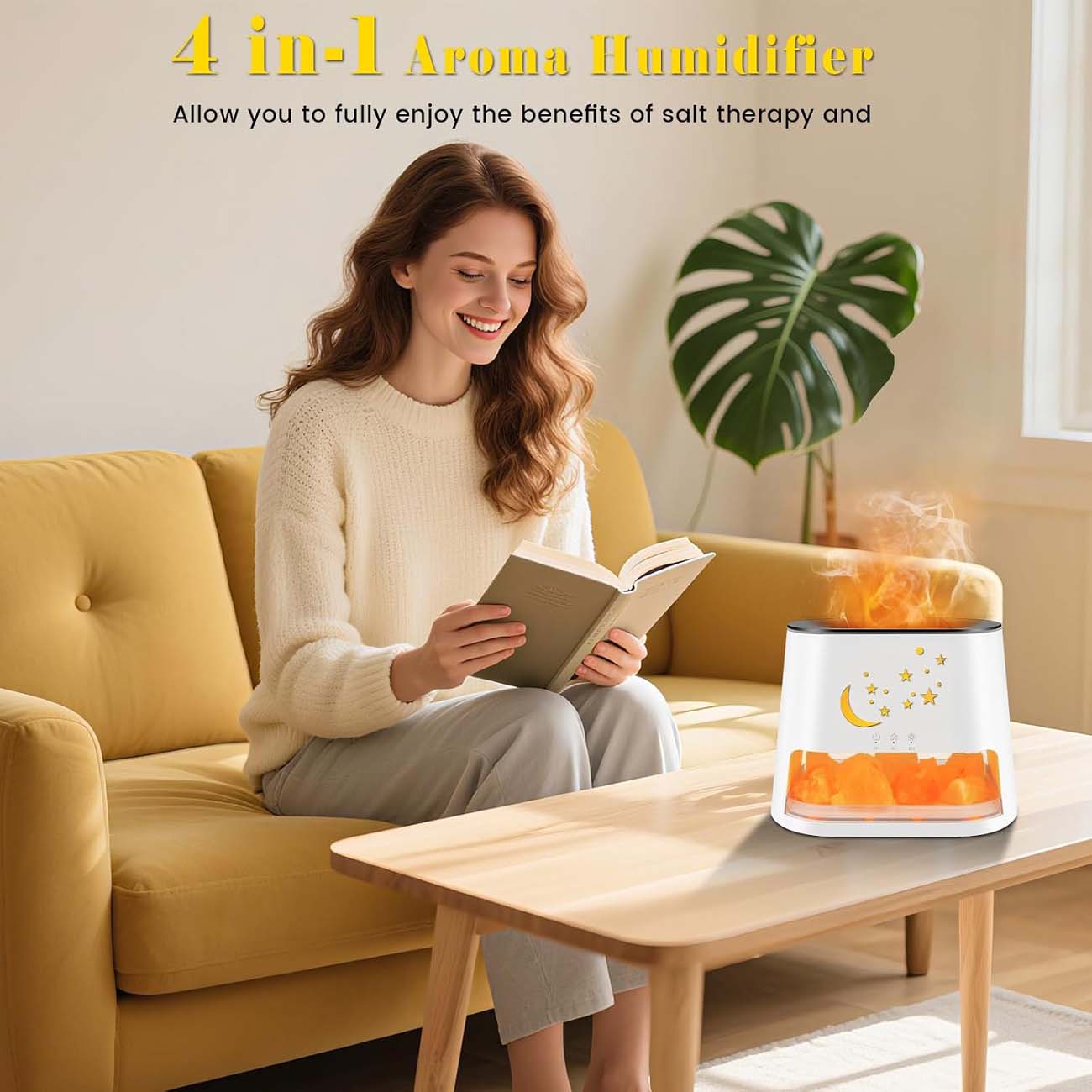 نمای کاربردی بخور و خوشبوکننده هوا 260ml Essential Oil Diffuser & Himalayan Salt Lamp