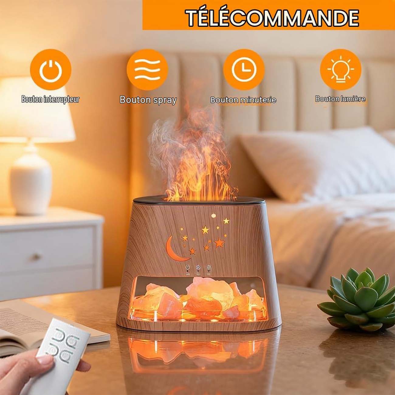 نمای کاربردی خوشبوکننده و رطوبت‌ساز Aroma Diffuser with Salt Range Pakistan and Salt Crystal Lamp