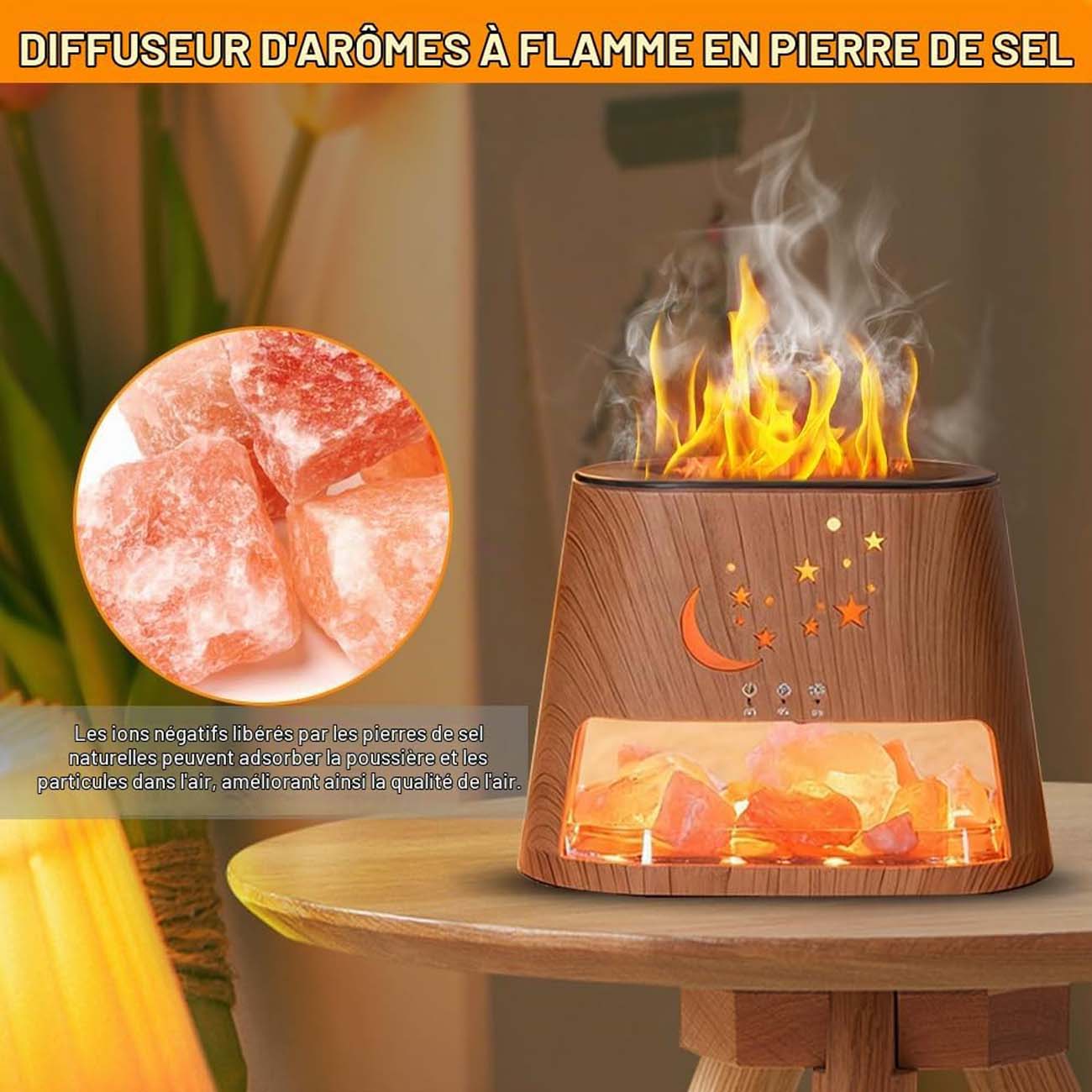 نمای کاربردی دستگاه خوشبوکننده و رطوبت‌ساز Aroma Diffuser with Salt Range Pakistan and Salt Crystal 