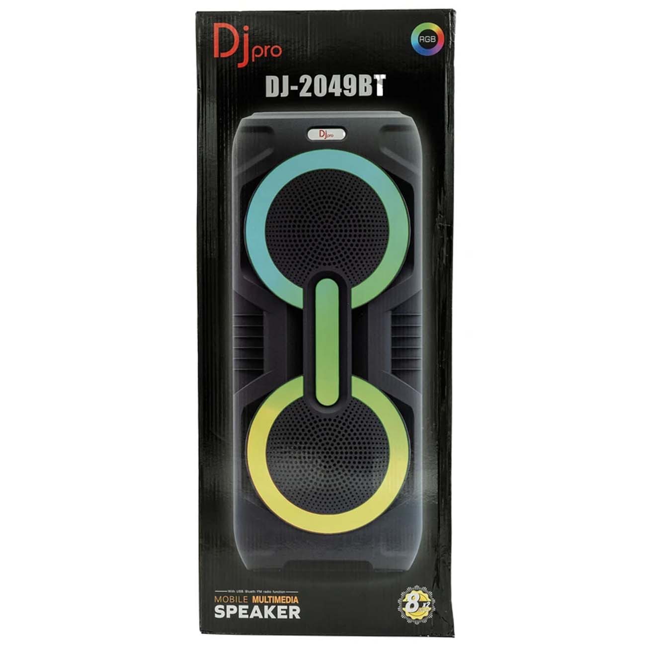 نمای جعبه اسپیکر بلوتوثی دی جی پرو DJPro DJ-2049BT Portable Bluetooth Speaker