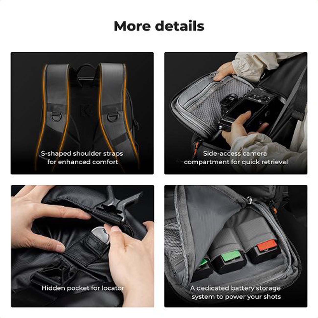 نمای کاربردی از کوله پشتی دوربین کی اند اف K&F Concept KF13.211 Camera Backpack