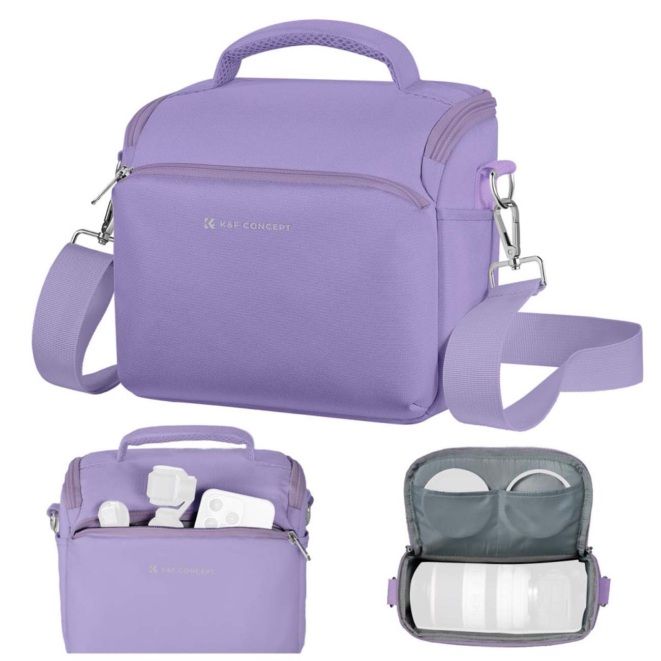 نمای جانبی کیف دوربین کی اند اف بنفش K&F Concept KF13.179V9 Urban Wander05 5L Camera Sling Bag