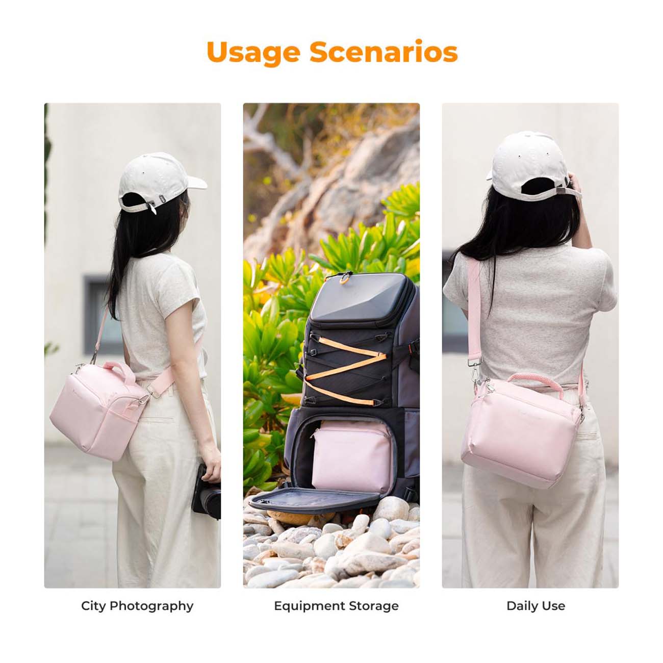 نمای کاربردی از کیف دوربین عکاسی کی اند اف K&F Concept KF13.179V9 Urban Wander05 5L Camera Sling Bag