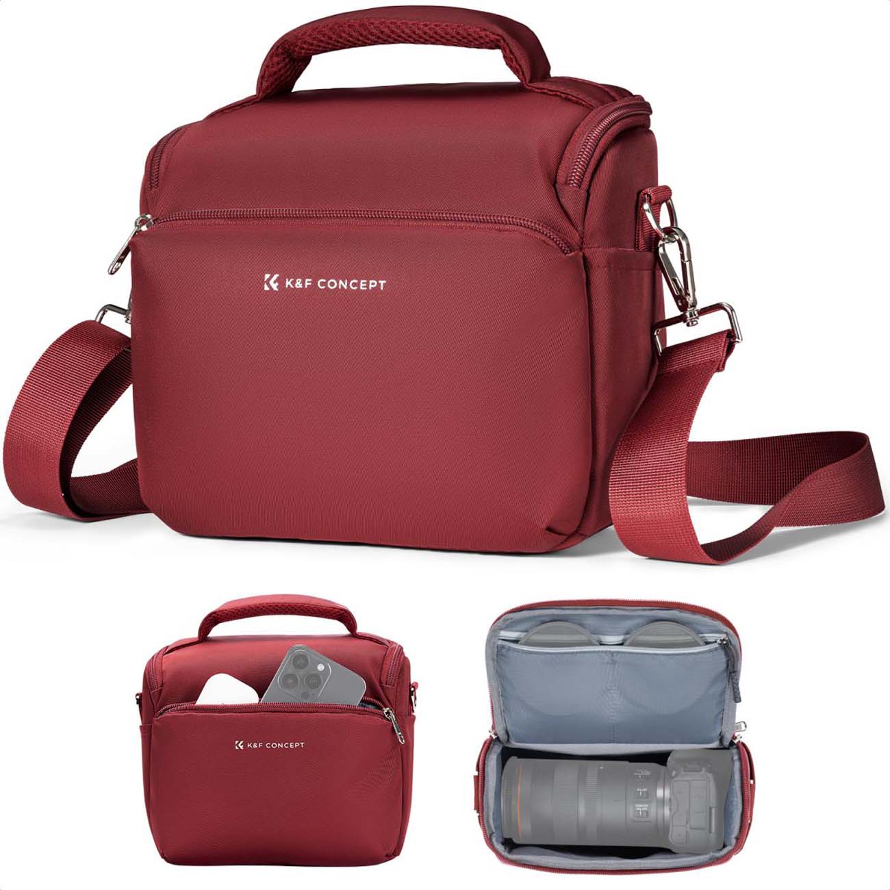 نمای جانبی کیف دوربین کی اند اف قرمز K&F Concept KF13.179V9 Urban Wander05 5L Camera Sling Bag