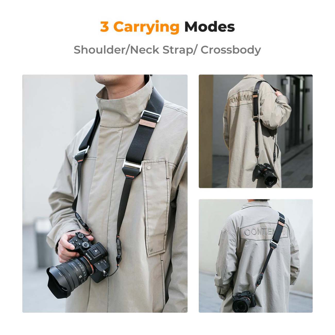نمای کاربردی بند دوربین کی اند اف سبز K&F Concept KF13.184 Camera Neck Strap