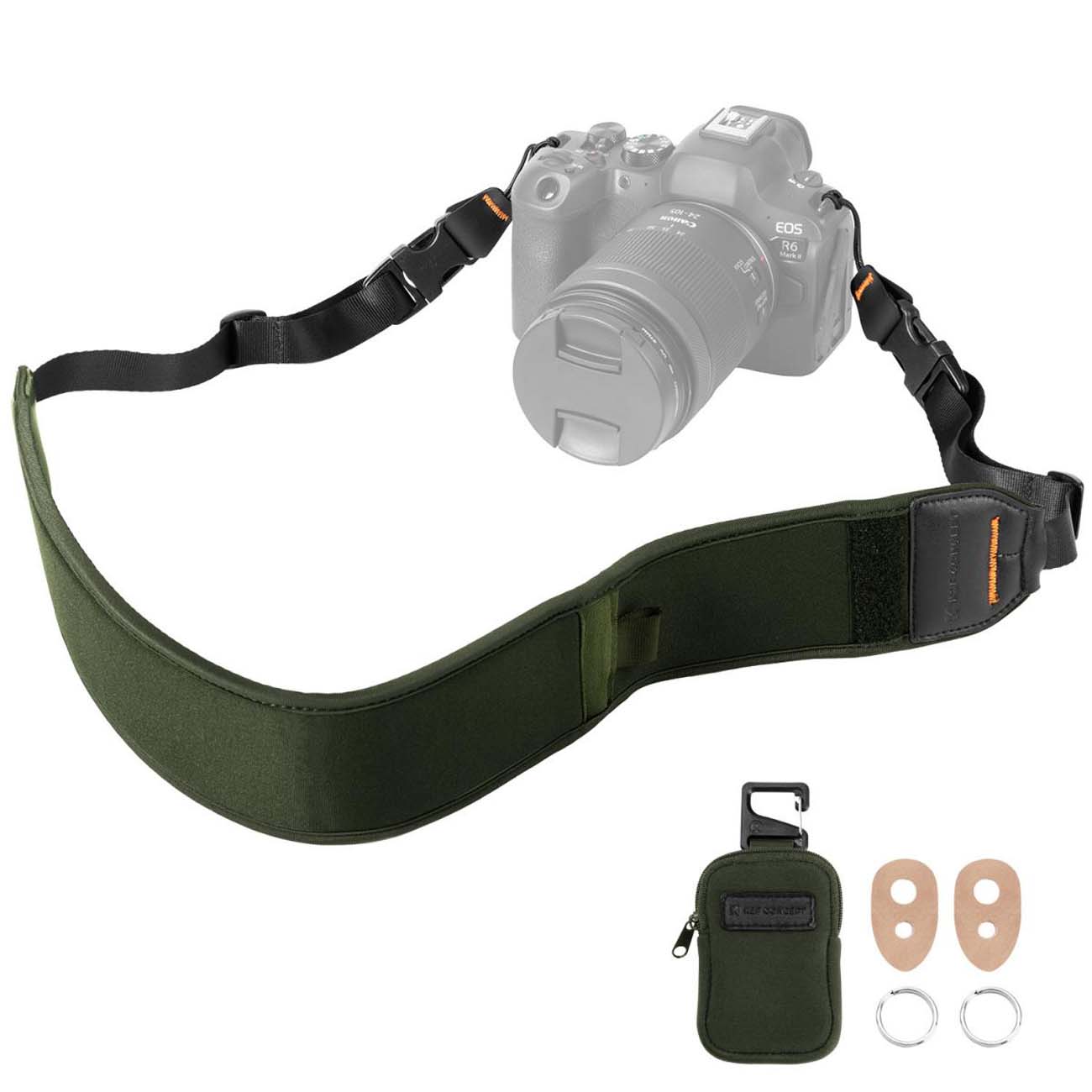 نمای جانبی بند دوربین کی اند اف سبز K&F Concept KF13.184 Camera Neck Strap
