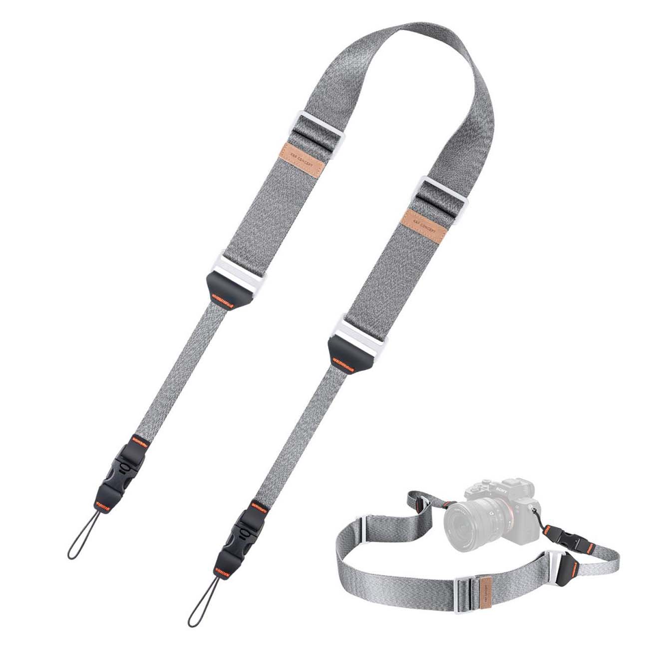 نمای جانبی بند دوربین کی اند اف طوسی K&F Concept KF13.184 Camera Neck Strap