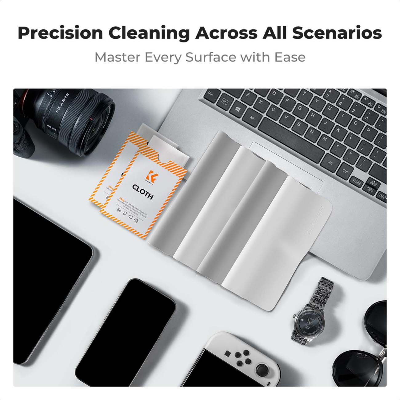 نمای کاربردی دستمال میکروفایبر کی اند اف K&F Concept KF08.053 Premium Microfiber Cleaning Cloths 6-P