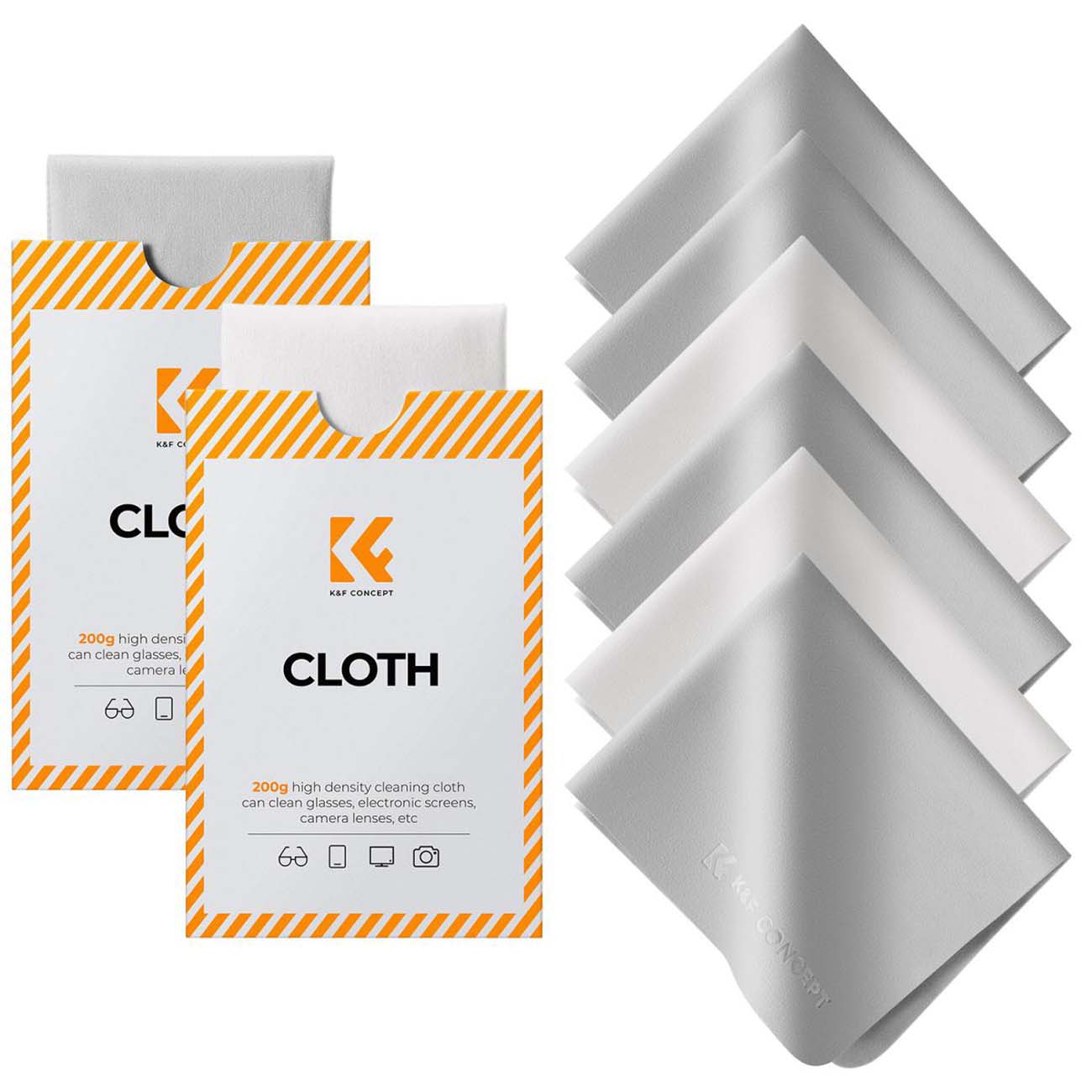 نمای روبه رو دستمال میکروفایبر کی اند اف K&F Concept KF08.053 Premium Microfiber Cleaning Cloths 6-P
