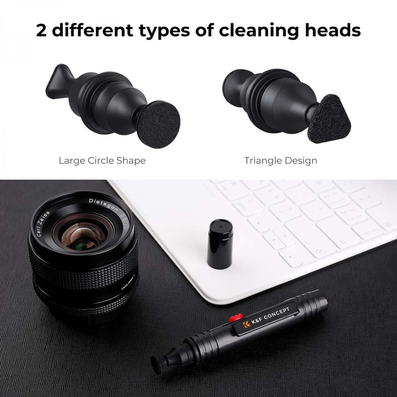نمای کاربردی از قلم تمیزکننده لنز کی اند اف K&F Concept Double-Sided Lens Cleaning Pen with Soft Bru