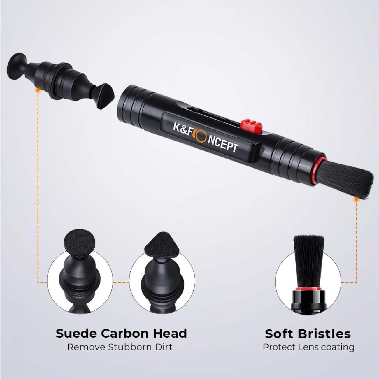 نمای جزییات قلم تمیزکننده لنز و دوربین K&F Concept 15 in 1 Cleaning Set Camera Lens & Sensor Cleanin