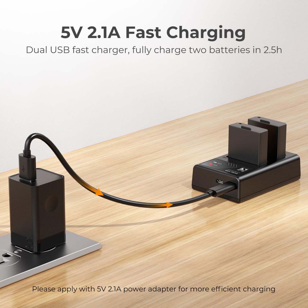 نمای کاربردی کیت باتری و شارژر دوگانه کی اند اف K&F Concept KF28.0028 2-Pack LP-E10 Dual USB Charger