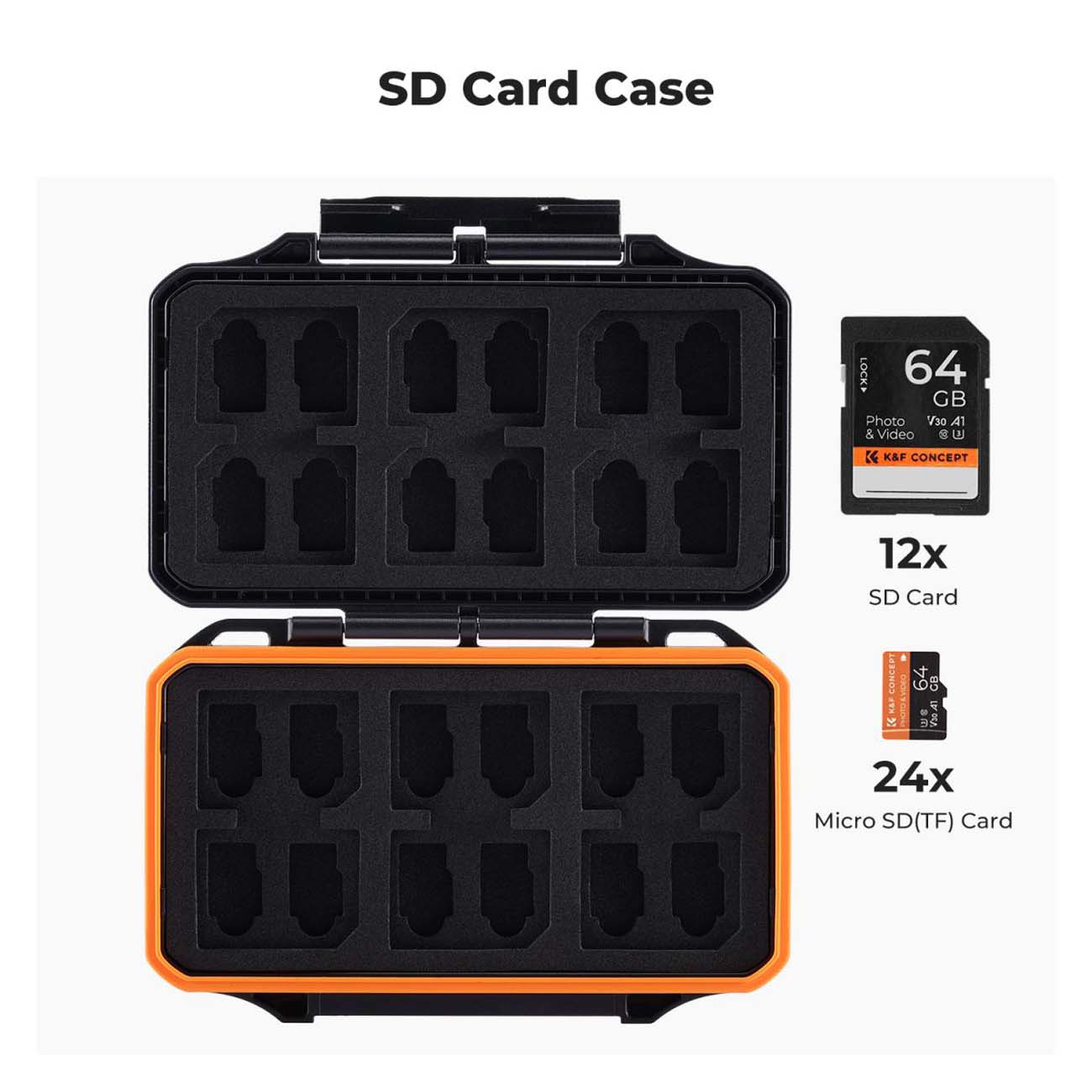 نمای داخلی کیف محافظ کارت حافظه K&F Concept KF31.106 36-Slot SD Micro SD Memory Card Case