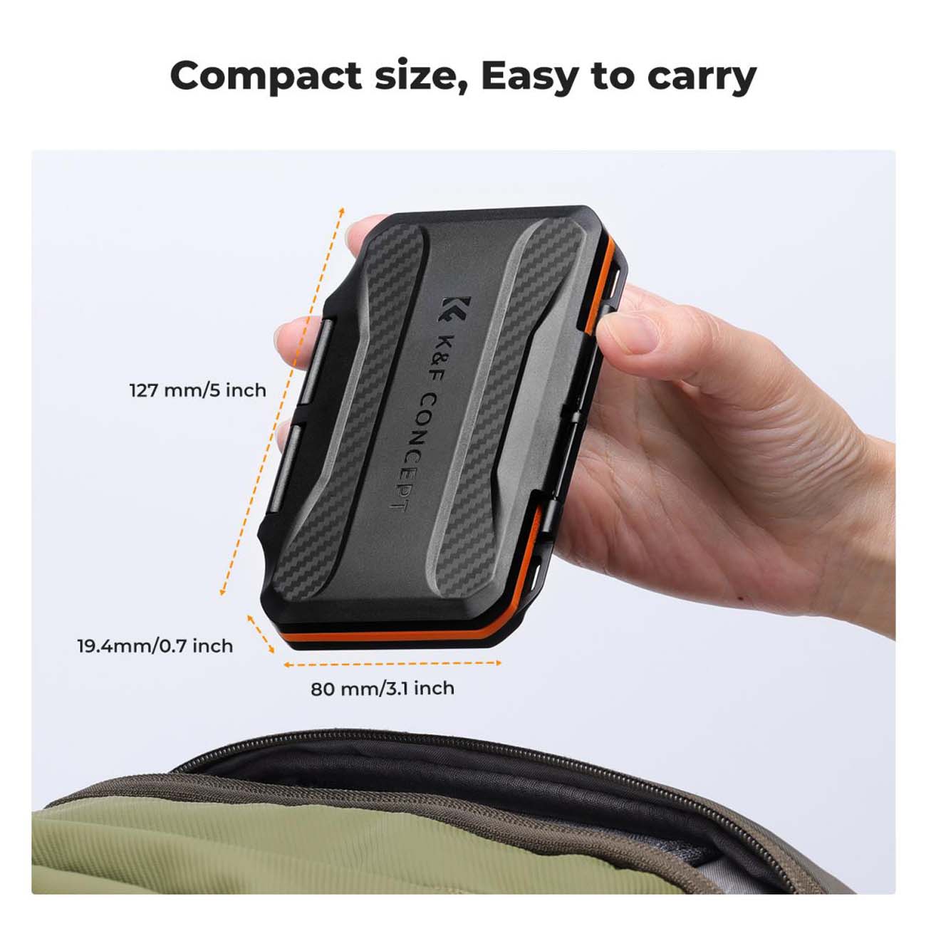نمای ابعاد کیف محافظ کارت حافظه K&F Concept KF31.106 36-Slot SD Micro SD Memory Card Case