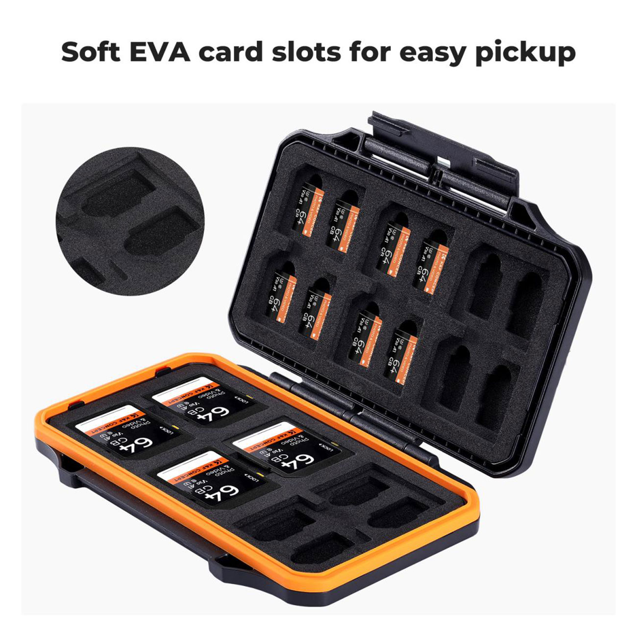 نمای داخل کیف محافظ کارت حافظه K&F Concept KF31.106 36-Slot SD Micro SD Memory Card Case