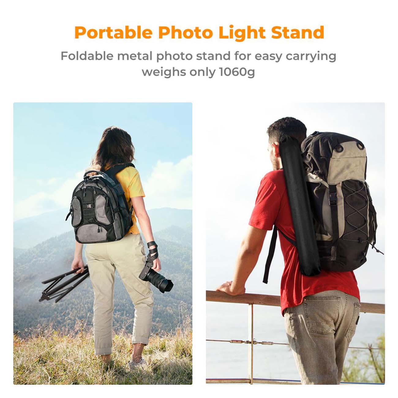 نمای کاربردی از سه‌ پایه نورپردازی کی‌انداف K&F Concept KF34.042 2.3m Portable Metal Light Stand wit