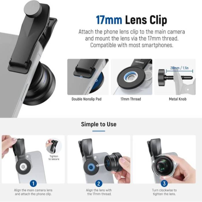 لنز موبایل نیور neewer ls-71 58mm portrait lens 3rd generation with 17mm thread clamp
