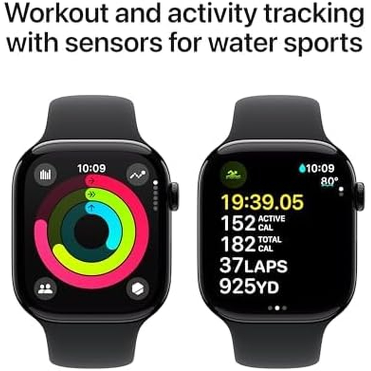 عکس از روبرو رنگ مشکی ساعت هوشمند اپل Iphone Apple Watch Series 10 46Mm