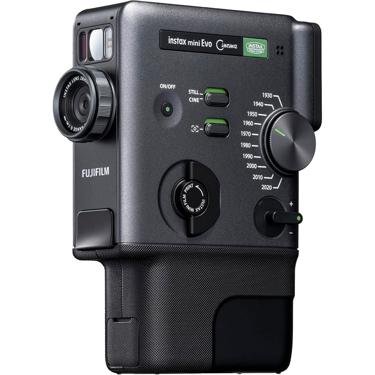 نمای جانبی از دوربین چاپ سریع فوجی‌ FUJIFILM instax mini Evo Cinema Hybrid Instant Camera