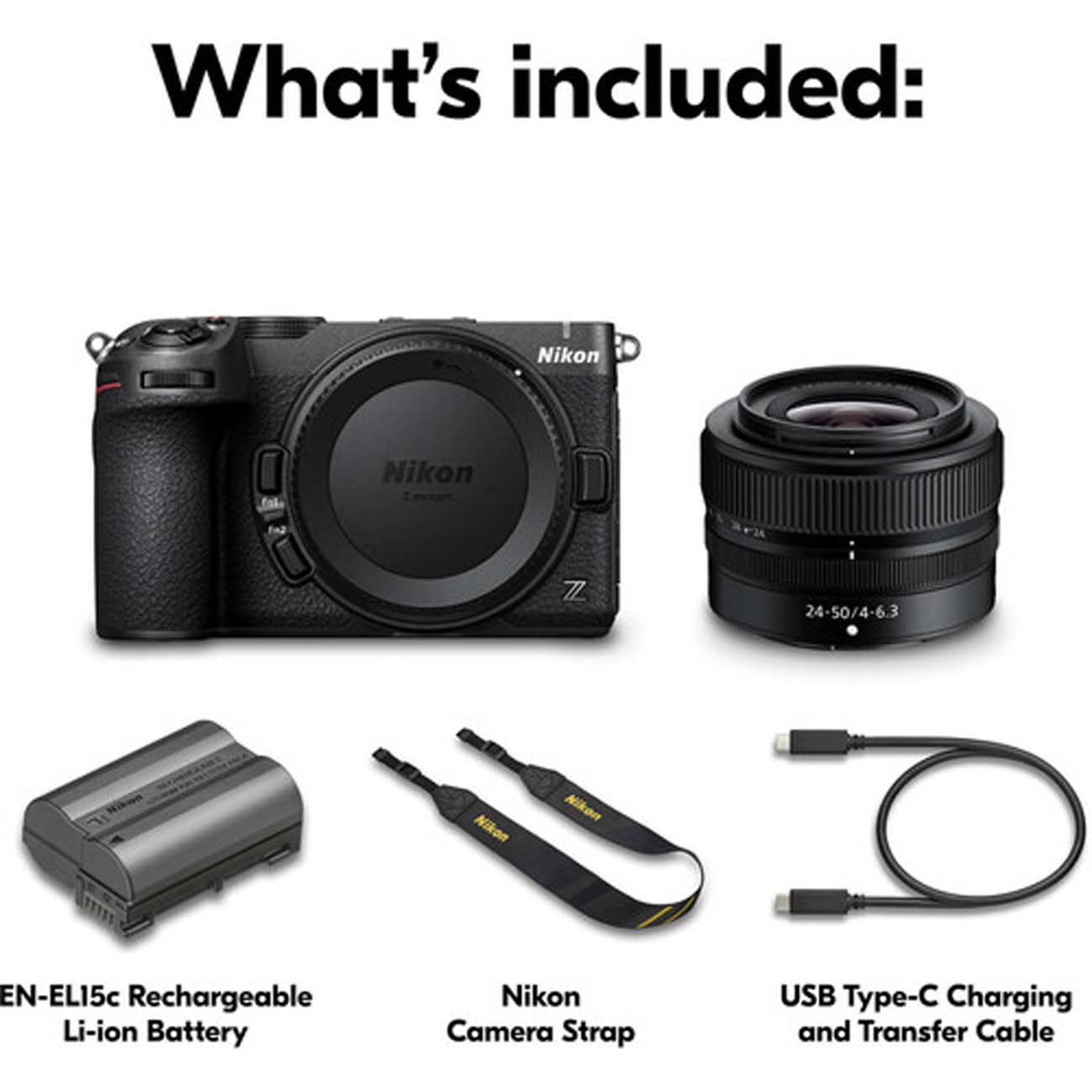 نمای اقلام دوربین بدون آینه فول فریم نیکون Nikon Z5 IIC Mirrorless Camera with 24-50mm f/4-6.3 Lens