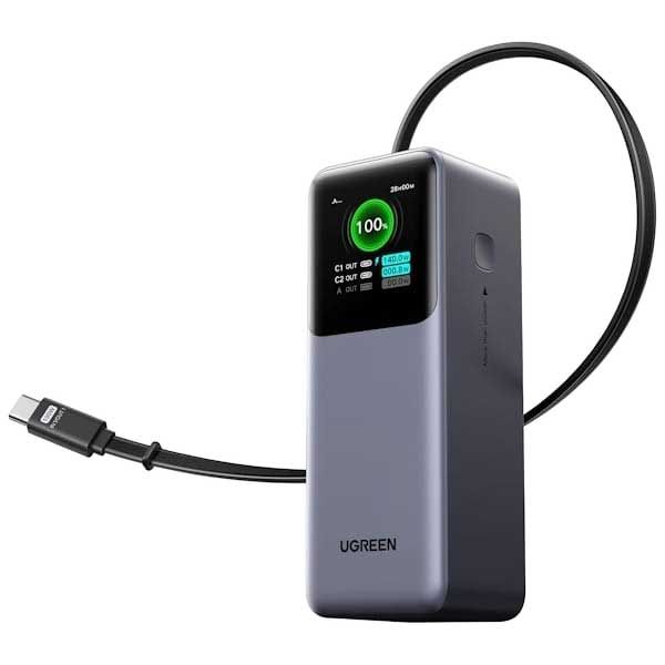 پاور بانک با کابل جمع شونده UGREEN 20000mAh 165W Power Bank with Retractable Cable