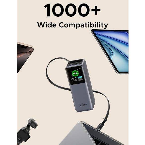 پاور بانک با کابل جمع شونده UGREEN 20000mAh 165W Power Bank with Retractable Cable