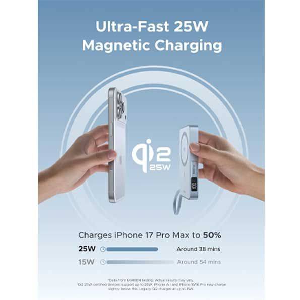 پاور بانک یوگرین UGREEN MagFlow 10000 mAh Magnetic PB773 Power Bank