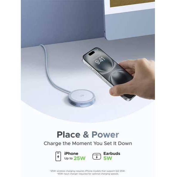 شارژر مگ سیف UGREEN 25W W753 55959 MagFlow Qi2.2 Certified Magnetic Wireless Charger