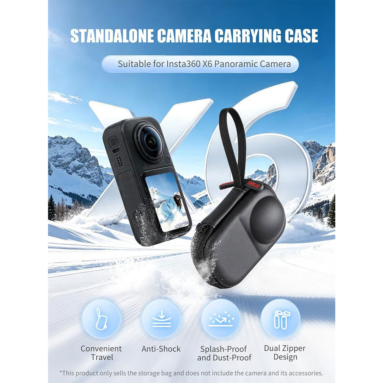 نمای توضیحات کیف دوربین Hard EVA Case for Insta360 X6 Shockproof Splashproof Camera Bag