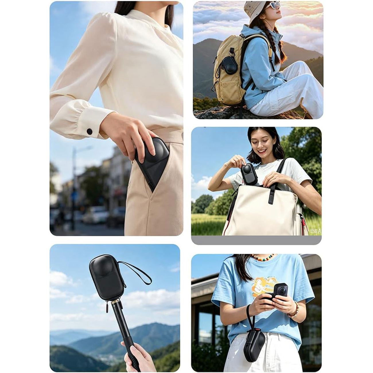 نمای کاربردی کیف حمل و نگهداری دوربین Hard EVA Case for Insta360 X6 Shockproof Splashproof Camera Ba