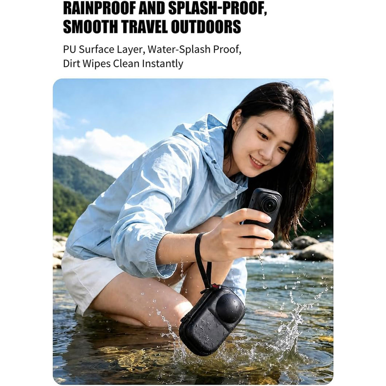 نمای کاربردی از کیف دوربین Hard EVA Case for Insta360 X6 Shockproof Splashproof Camera Bag