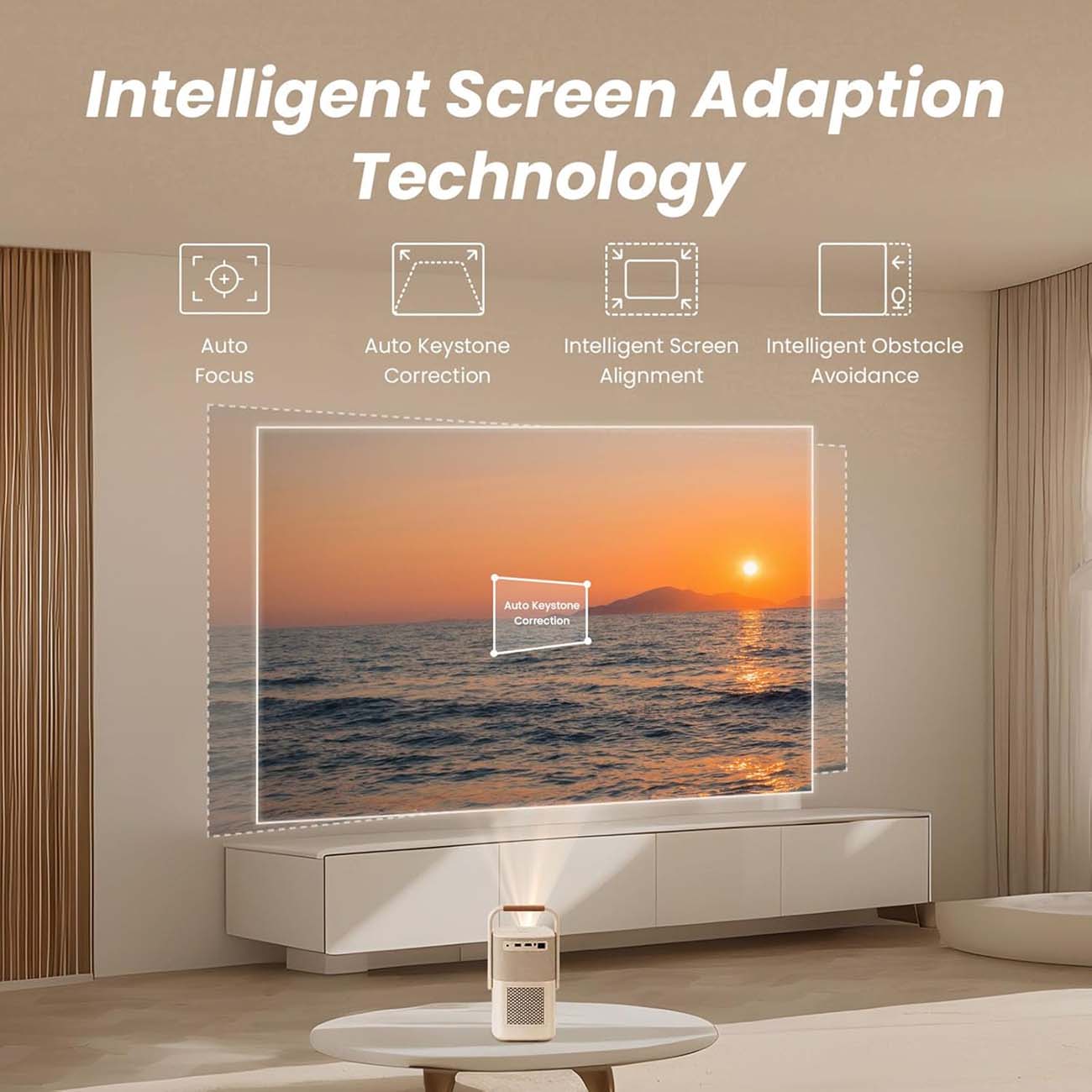 نمای توضیحات ویدئو پروژکتور یابر Yaber T2 Outdoor Projector with WiFi 6 and Bluetooth