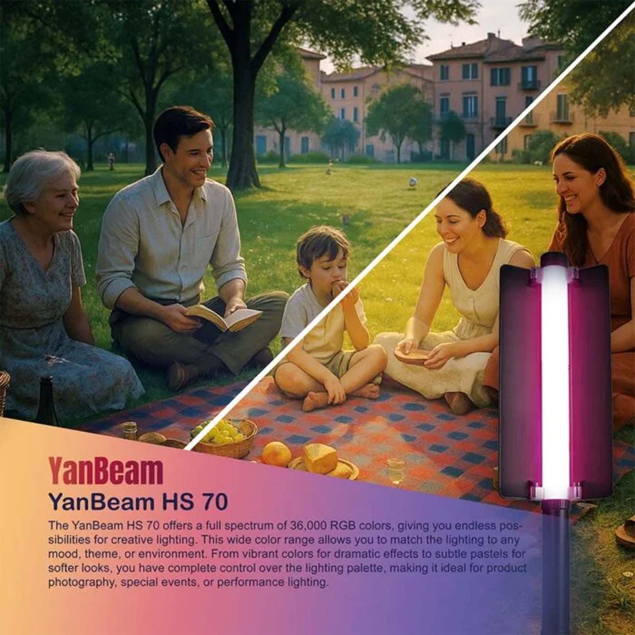 نمای کاربردی از نور باتومی یانبیم YanBeam Hs70 RGB LED Tube Light