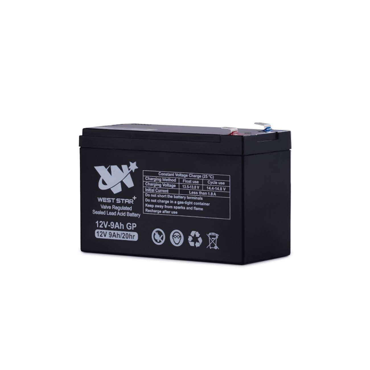 نمای جانبی باتری یو پی اس 9 آمپر وست استار WEST STAR 12V 9Ah UPS Battery
