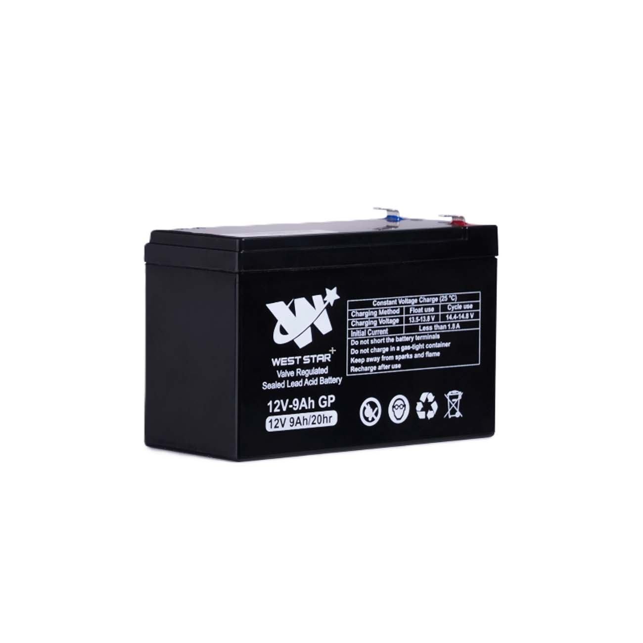 نمای جانبی از باتری یو پی اس 9 آمپر وست استار WEST STAR 12V 9Ah UPS Battery