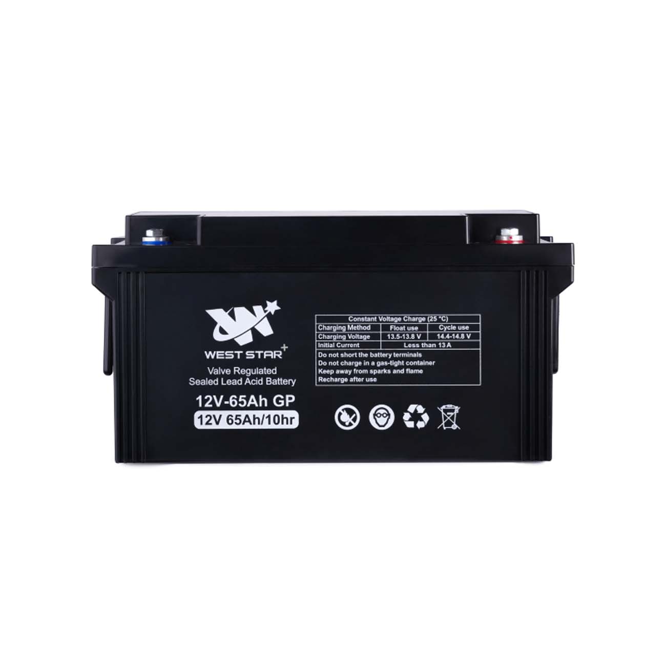 نمای روبه رو باتری یو پی اس 65 آمپر وست استار West Star Plus 65Ah 12V UPS Battery