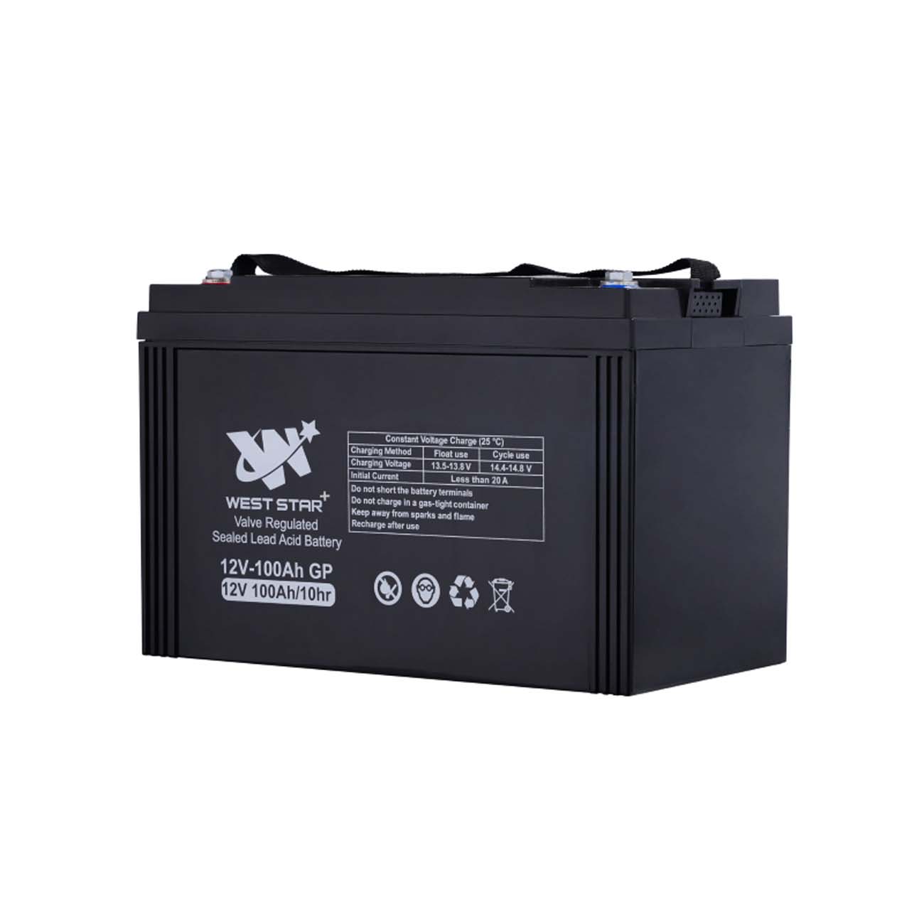 نمای جانبی باتری یو پی اس 100 آمپر وست استار West Star Plus 100Ah 12V UPS Battery