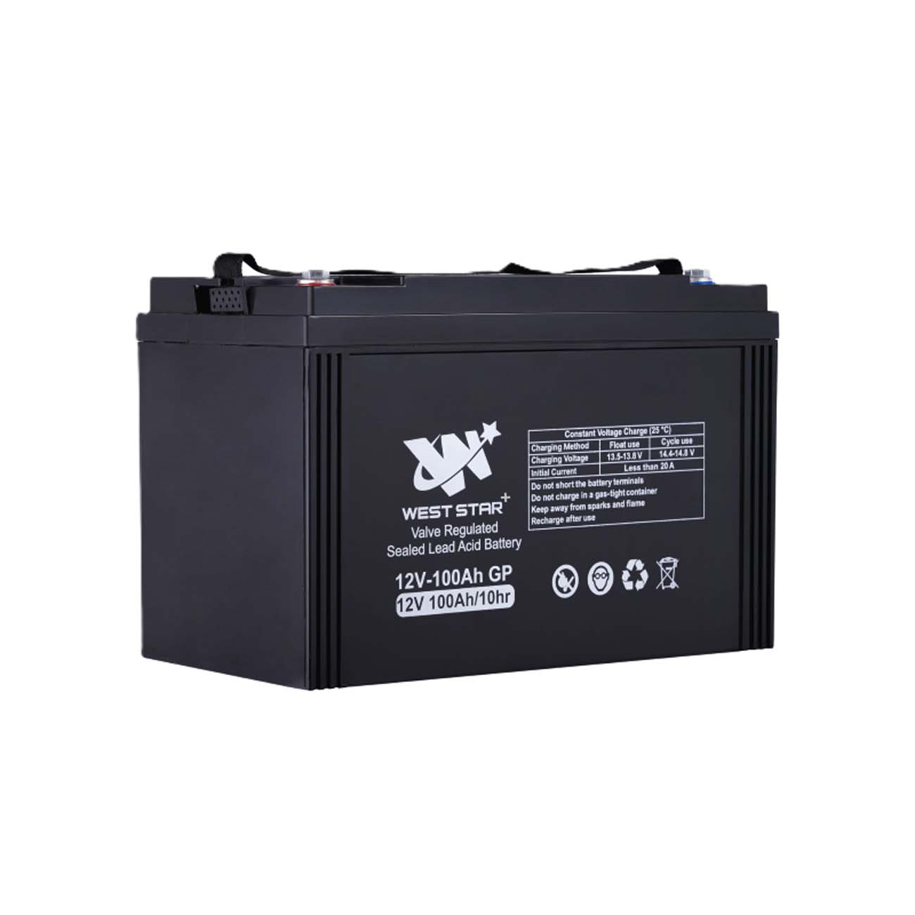 نمای جانبی از باتری یو پی اس 100 آمپر وست استار West Star Plus 100Ah 12V UPS Battery