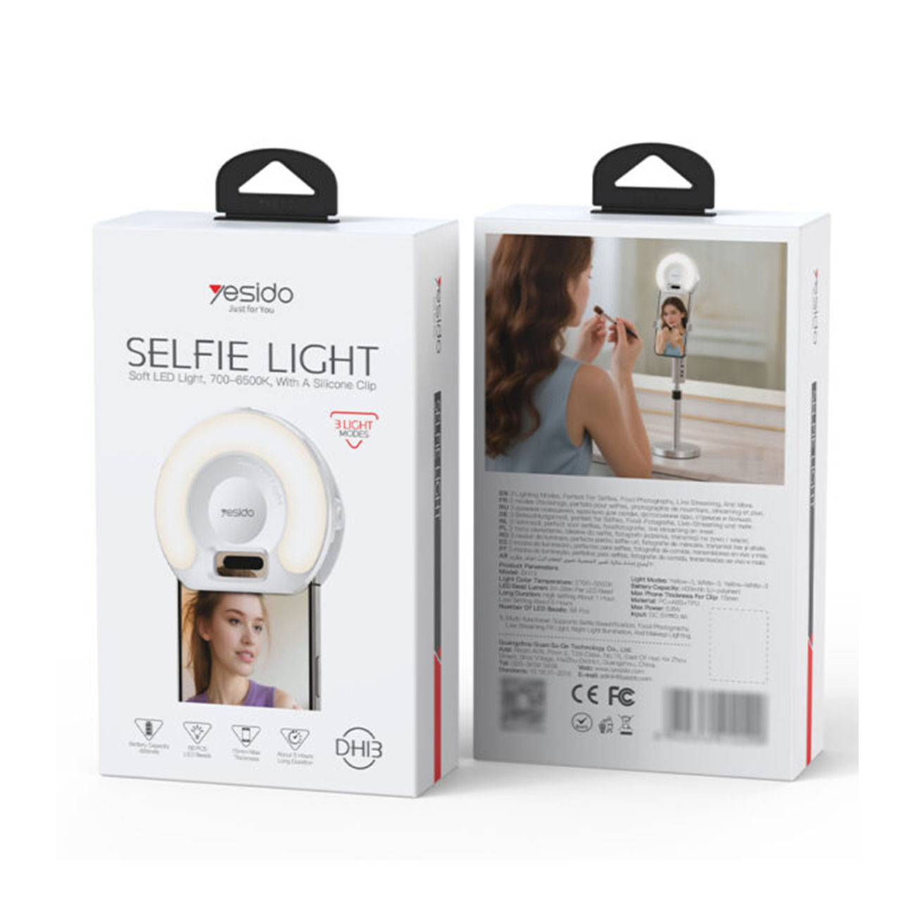 نمای جعبه رینگ لایت موبایل یسیدو YESIDO DH13 Selfie Ring Light