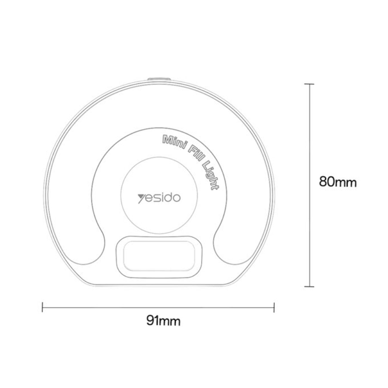 نمای ابعاد رینگ لایت موبایل یسیدو YESIDO DH13 Selfie Ring Light