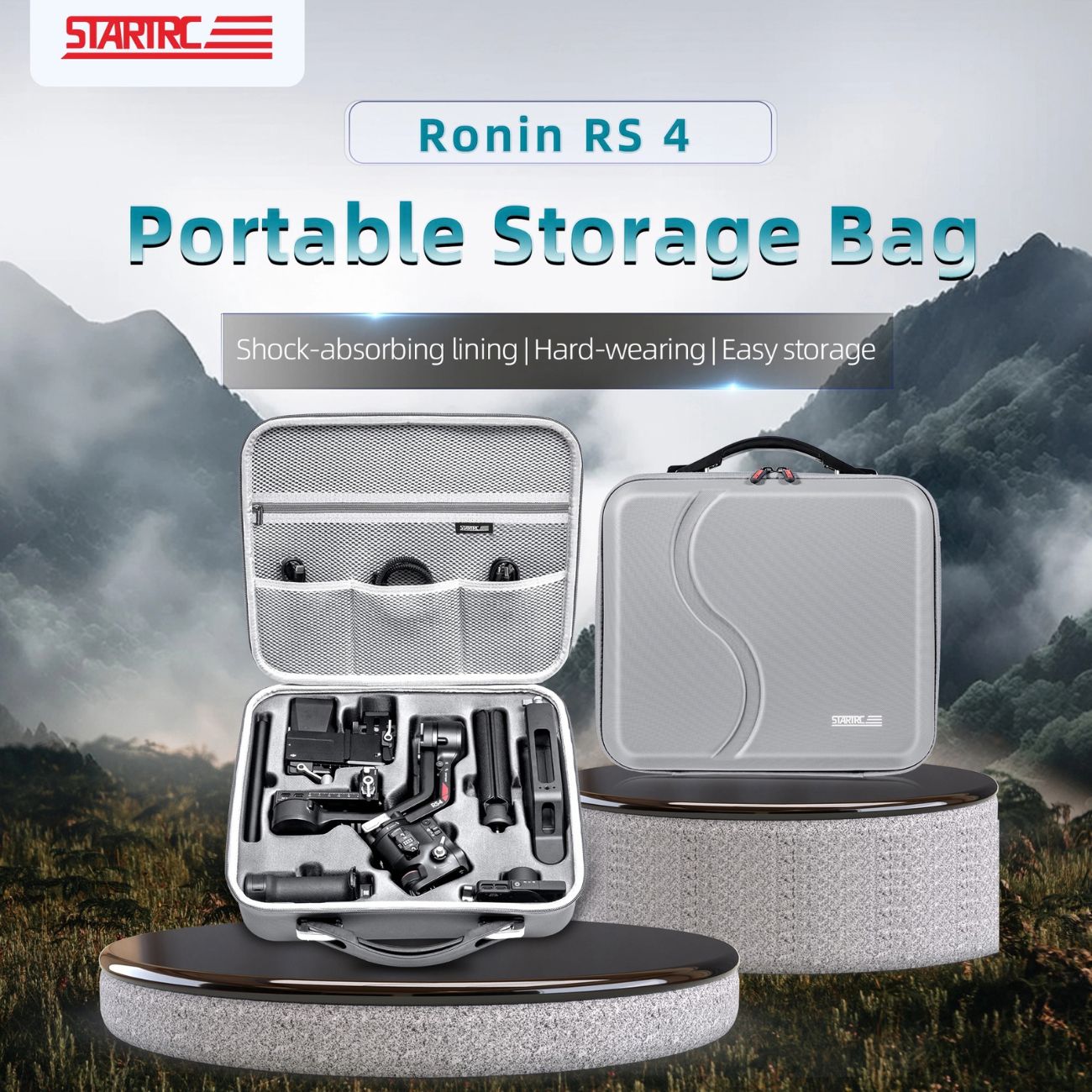 نمای کاربردی از کیف حمل گیمبال STARTRC Waterproof Soft Carrying Case for DJI RS 4 & RS 4Pro