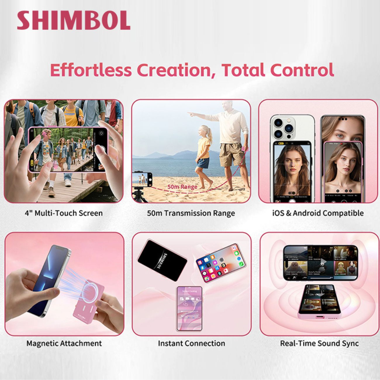 نمای توضیحات مانیتور بی‌سیم ۵ اینچ شیمبول Shimbol CP5 Ultra 5Inch Wireless Touchscreen Monitor