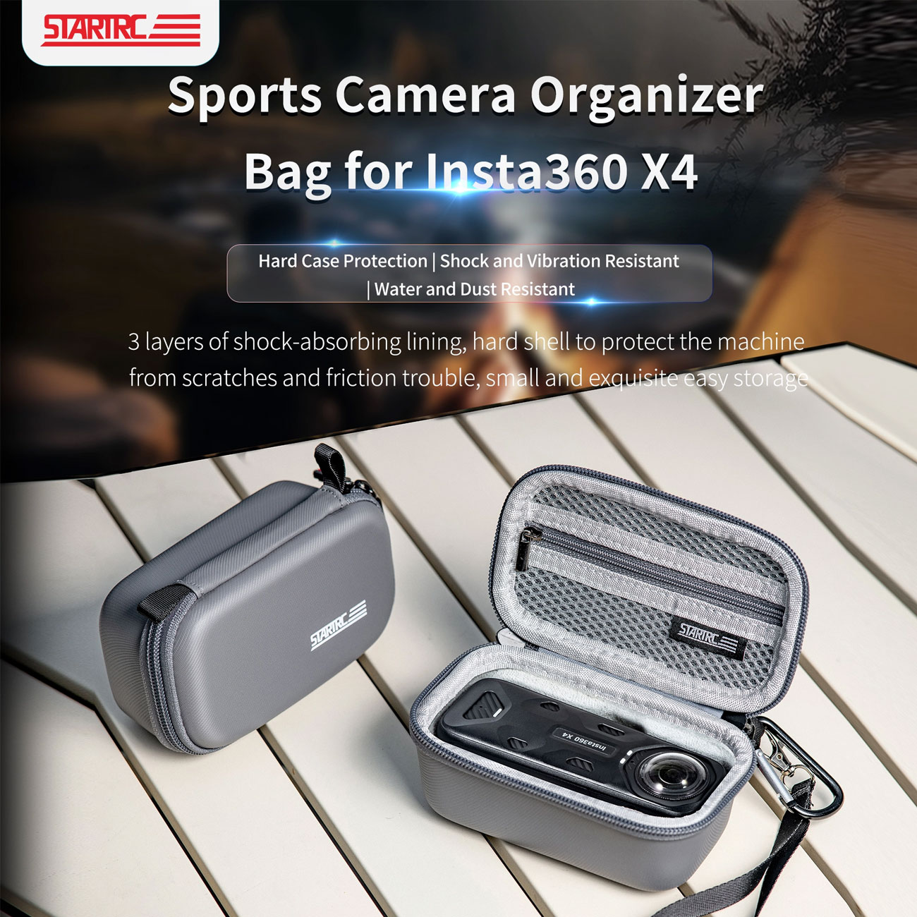 نمای کاربردی کیف حمل دوربین STARTRC Compact Carrying Bag for Insta360 X4 Sports Camera