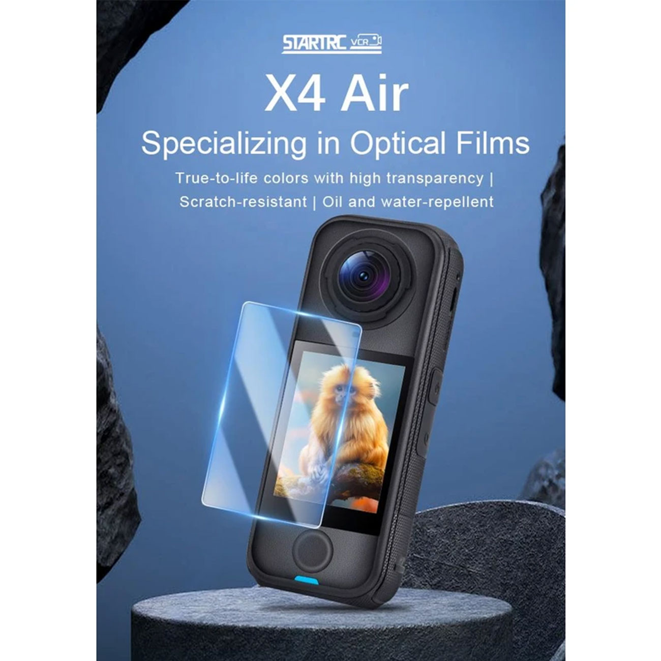 نمای کاربردی محافظ صفحه دوربین STARTRC 2 Sets Tempered Glass for Insta360 X4 Air