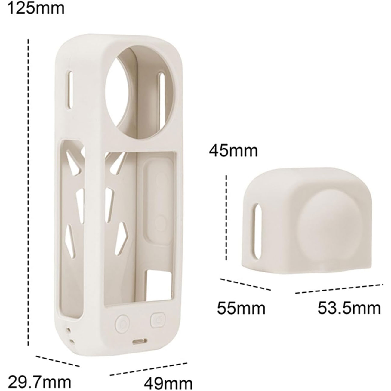 نمای ابعاد کاور سیلیکونی دوربین STARTRC Silicone Protective Case for Insta360 X5