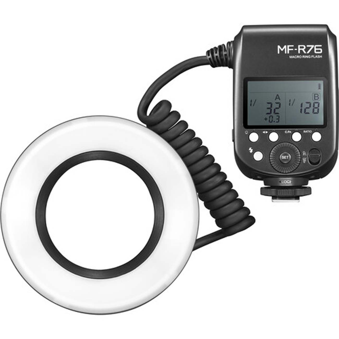 نمای روبه رو رینگ فلاش ماکرو گودکس Godox MF-R76 Macro Ring Flash
