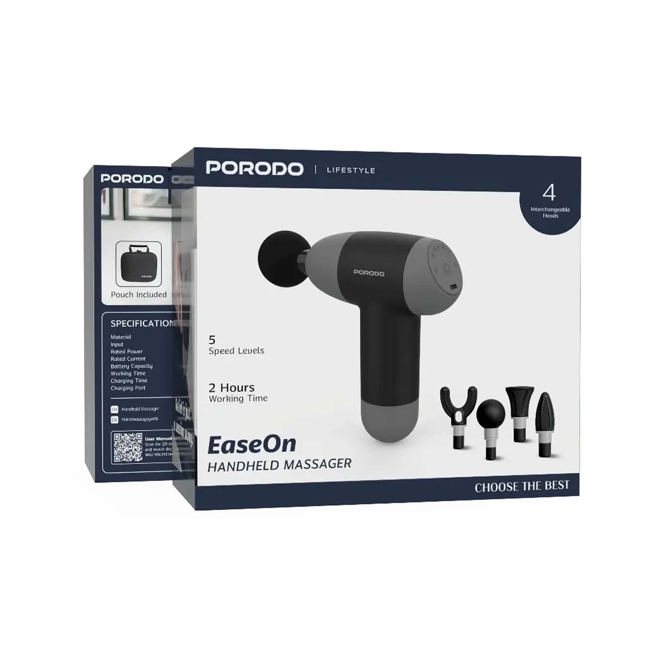 نمای جعبه ماساژور تنفگی پرودو Porodo Lifestyle EaseOn Handheld Massager
