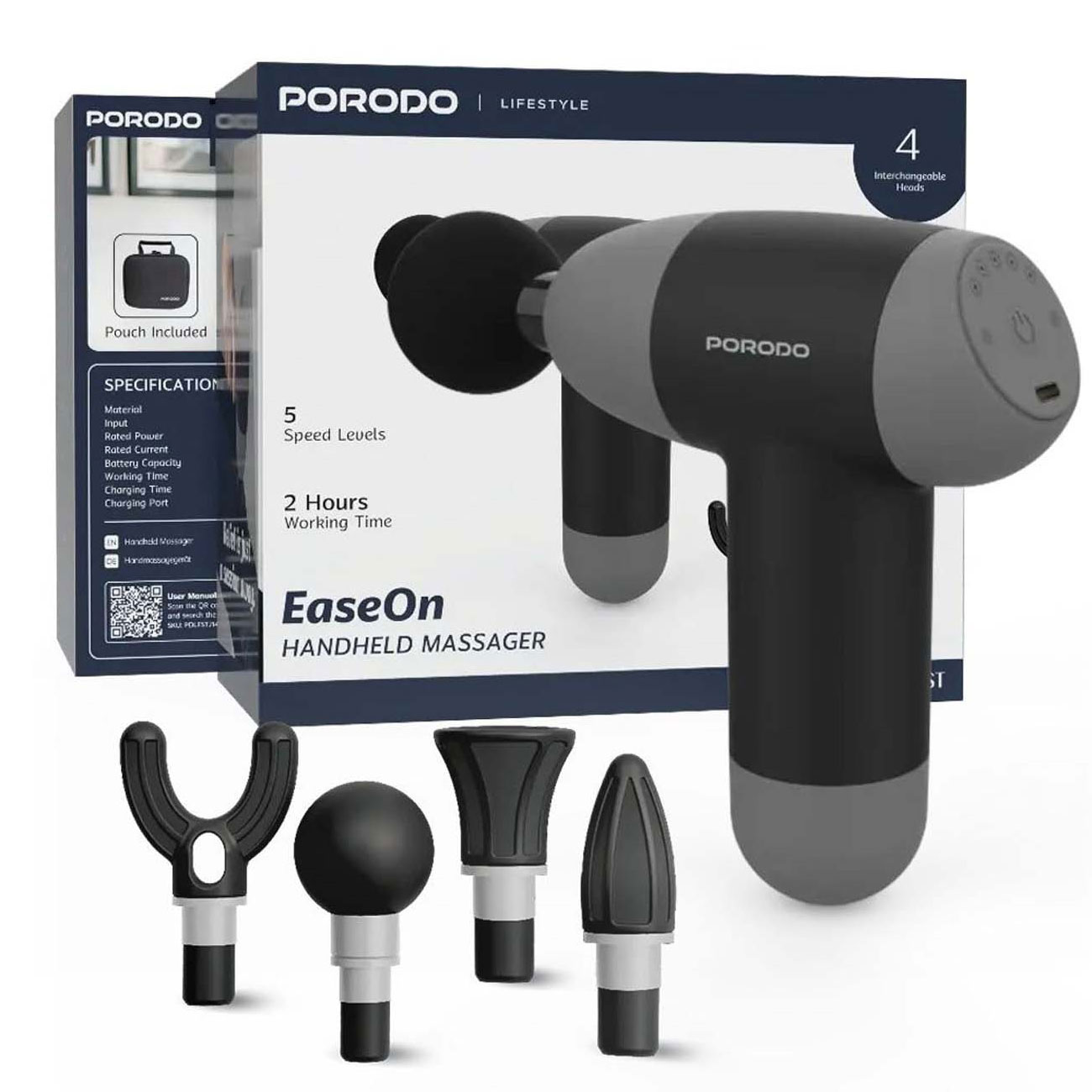 نمای اقلام ماساژور تنفگی پرودو Porodo Lifestyle EaseOn Handheld Massager
